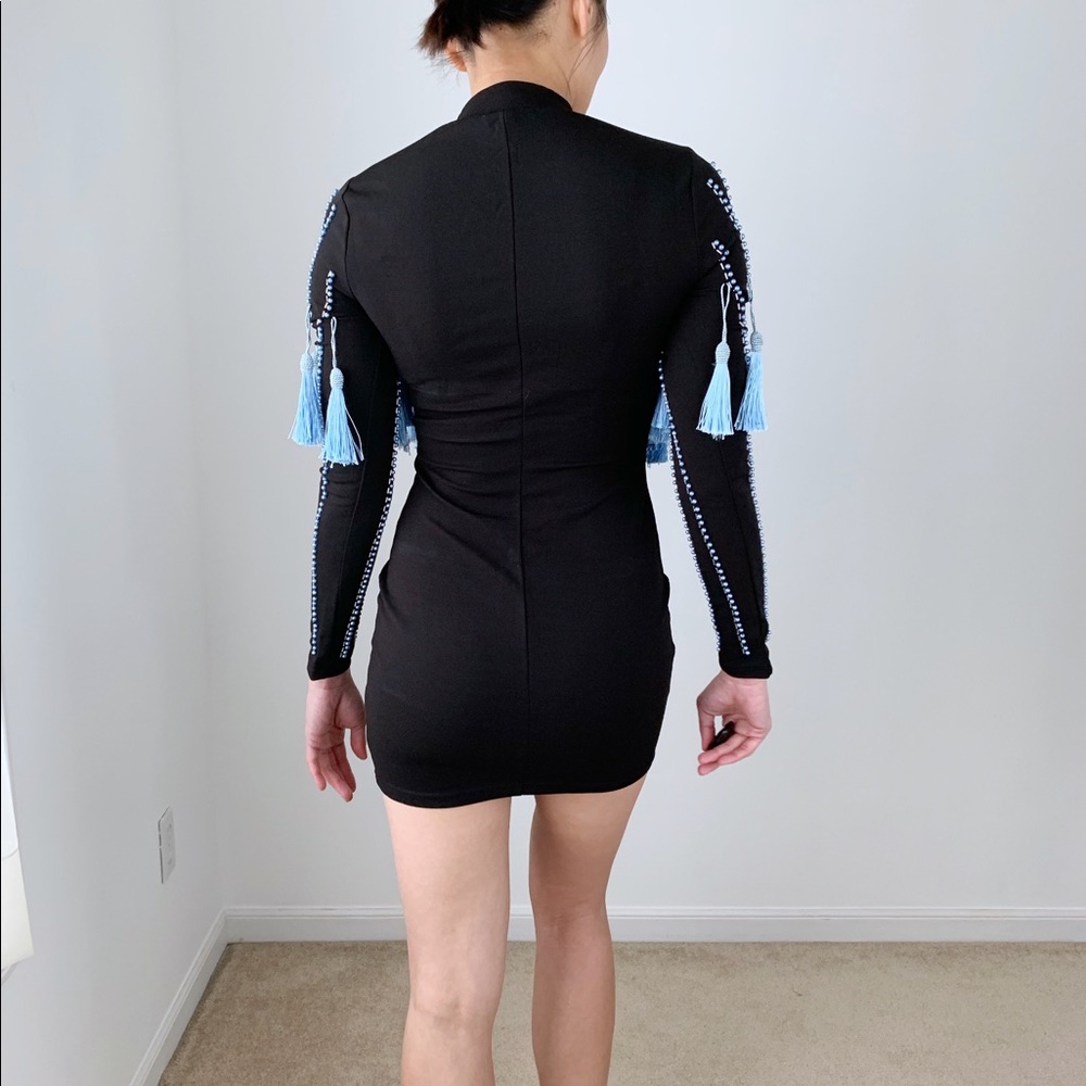 BEADED TASSEL BODYCON MINI DRESS - Picture 8 of 9